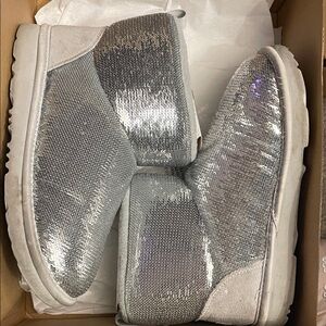 UGG Shimmering Silver Sequin Boots